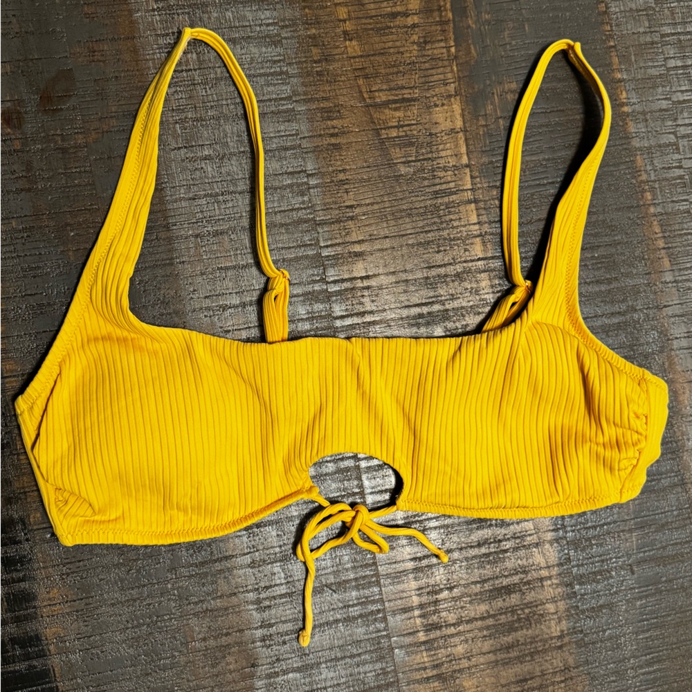🎀Womens Bikini Top Bathing Suit Mustard Yellow Color Adjustable Strap Size Large